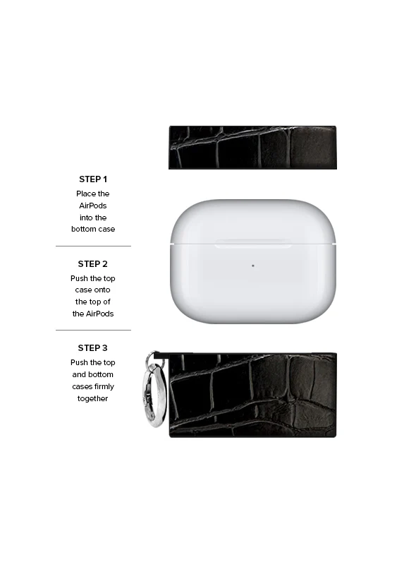 SQUARE® Black Crocodile Faux Leather AirPods Case - Image 23