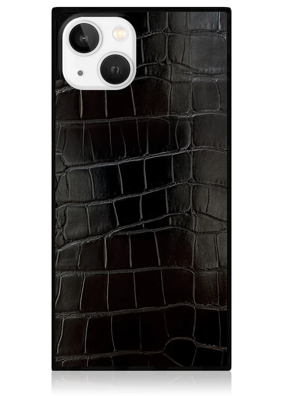 SQUARE® Black Crocodile Faux Leather iPhone Case - Image 11