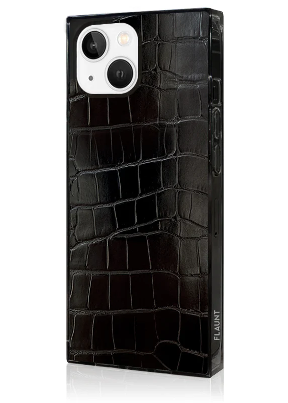 SQUARE® Black Crocodile Faux Leather iPhone Case - Image 20