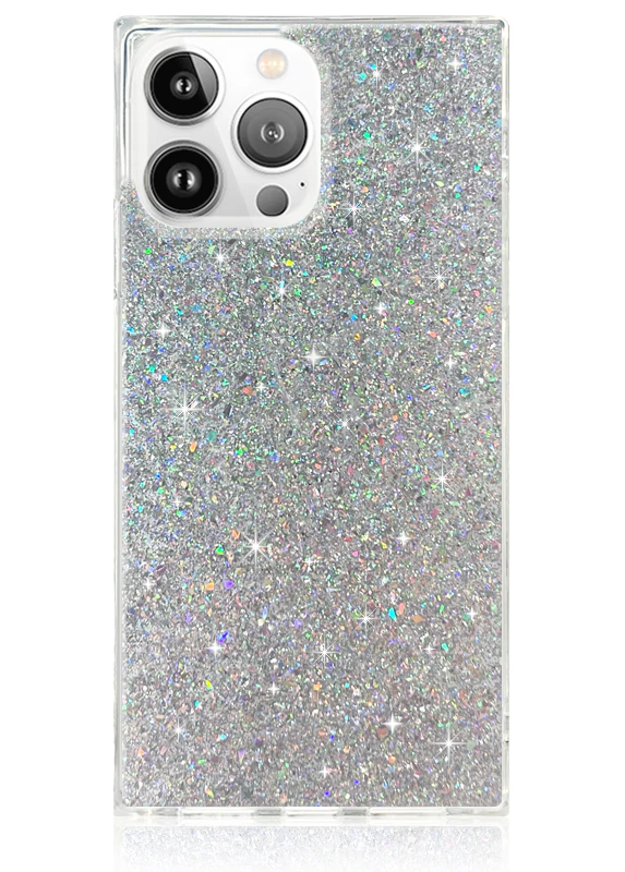 SQUARE® Silver Glitter iPhone Case - Image 17